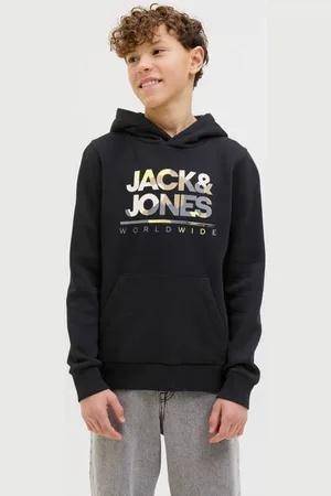 JACK & JONES JUNIOR hoodie zwart Sweater Logo