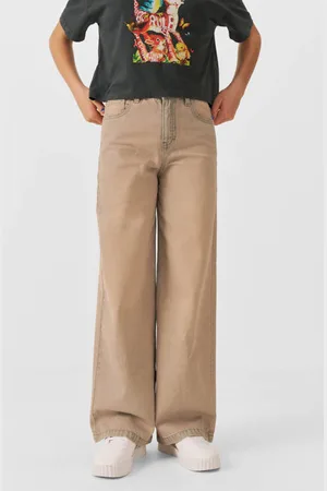CoolCat Wide leg jeans Lola Beige Meisjes Denim Effen