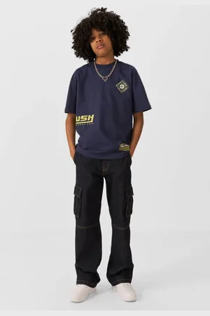 CoolCat Cargobroek Damian Donker Blauw Jongens Katoen Effen