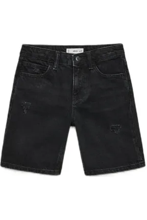 MANGO Black denim short Zwart Jongens Katoen Effen