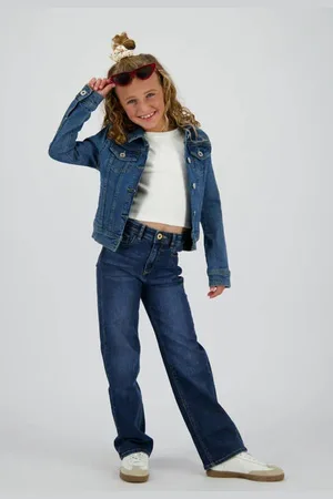 Vingino Denim spijkerjas medium blue denim Blauw Effen