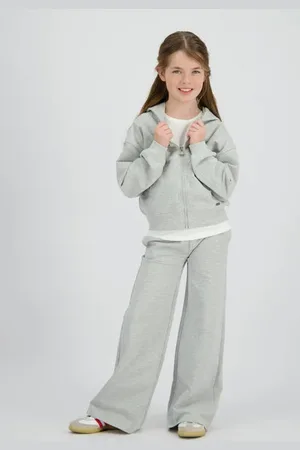 Vingino Sweatvest grijs melange Meisjes Polyester Capuchon Effen