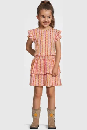 B.Nosy Midi jurk roze Meisjes Polyester Ronde hals All over print