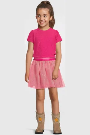 B.Nosy Midi jurk Meisjes Polyester Ronde hals Hartjes
