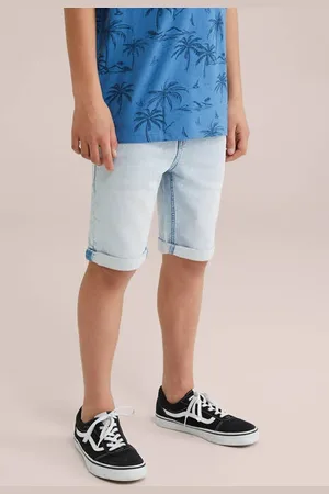 WE Fashion Blue Ridge slim denim short Blauw Jongens Stretchdenim