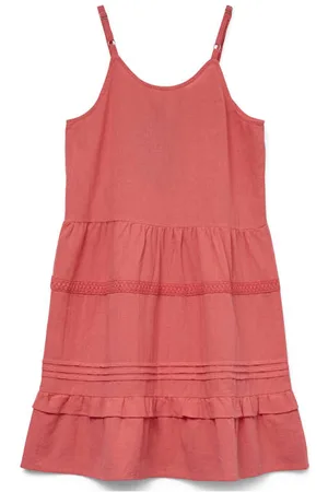 VERO MODA Zomerjurk roze Meisjes Katoen Ronde hals Effen