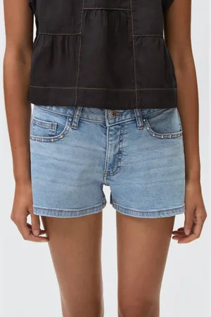 MANGO Denim denim short medium blue denim Blauw Effen