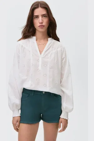 MANGO Denim short donkergroen Meisjes Stretchdenim Effen