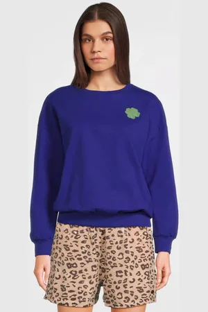 Like Flo Young sweater blauw met pailletten Meisjes Katoen Ronde hals Backprint