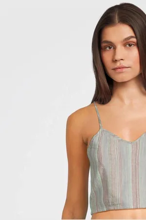Like Flo Young cropped top lila Paars Meisjes Katoen Streep