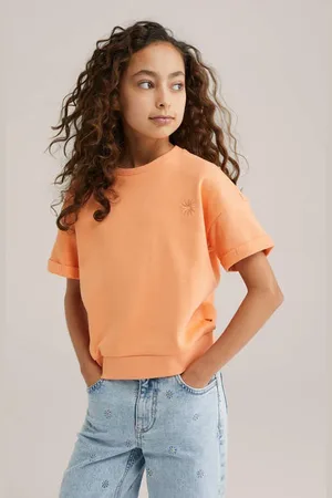 WE Fashion Sweater oranje Effen