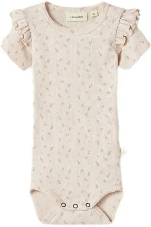 Lil Atelier BABY romper lichtroze Meisjes Stretchkatoen Ronde hals Bloemen