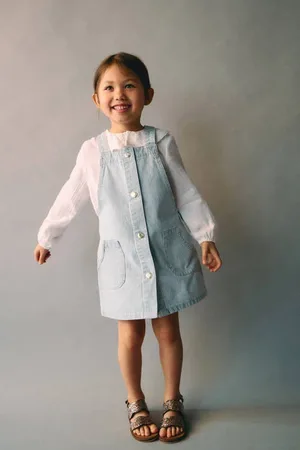 MANGO Denim spijkerjurk light blue denim Blauw Krijtstreep