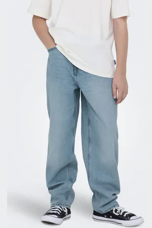 Only & Sons JUNIOR waist loose fit jeans Blauw Effen