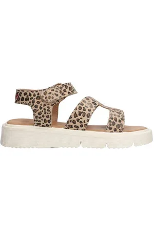 Vingino Leren sandalen met panterprint Meisjes Leer Panterprint