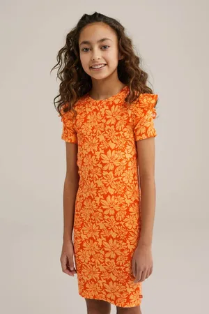 WE Fashion Bodycon jurk Meisjes Stretchkatoen Ronde hals Streep
