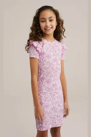 WE Fashion Bodycon jurk Meisjes Stretchkatoen Ronde hals Streep