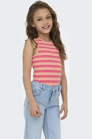 ONLY KIDS GIRL mouwloze top rib gebreid Meisjes Stretchkatoen Ronde hals