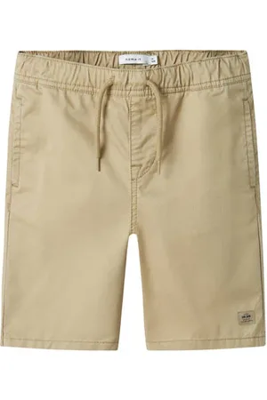NAME IT KIDS bermuda short beige Korte broek Grijs Jongens Katoen Effen