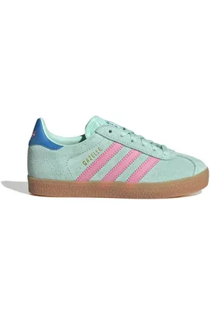 adidas Originals Gazelle sneakers turquoise/roze Blauw Jongens/Meisjes Leer