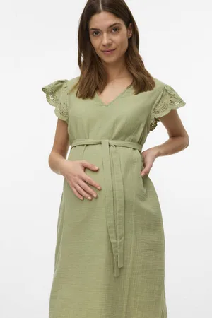 Mama;licious Zwangerschaps korte jurk broderie Dames Katoen V