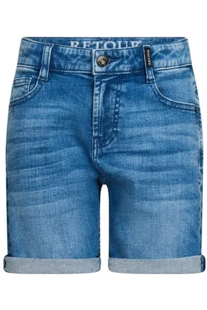 Retour Denim relaxed short dark blue denim Korte broek Blauw Jongens Stretchdenim