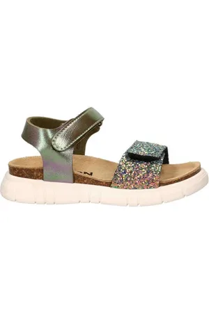 Nelson Leren sandalen met glitters zilver Meisjes Leer Meerkleurig