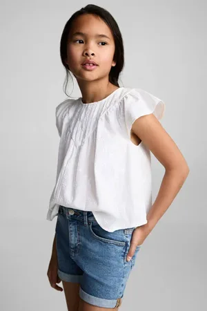 MANGO Denim short medium blue denim Blauw Meisjes Stretchdenim Effen
