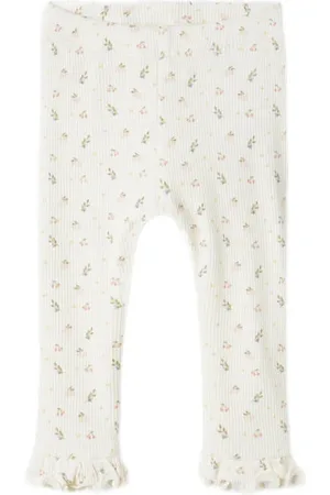 Lil Atelier BABY slim legging ecru Meisjes Katoen Effen