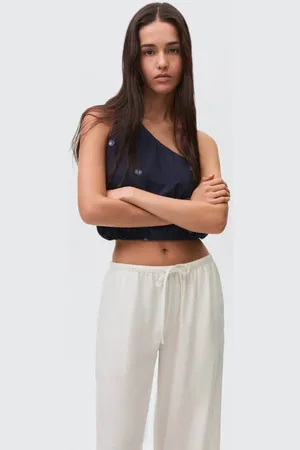 MANGO Casual broek ecru Meisjes Viscose Effen