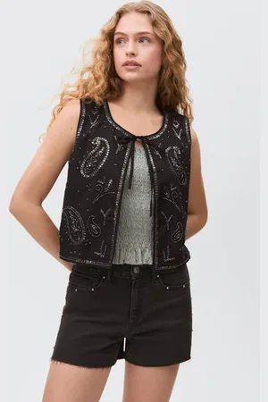MANGO Gilet met pailletten Meisjes Katoen Ronde hals All over print