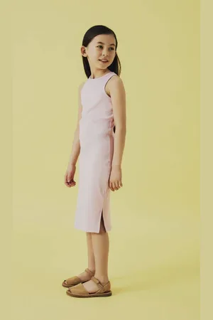 NAME IT KIDS maxi jurk rib gebreid lichtroze Rosé Meisjes Katoen Ronde hals
