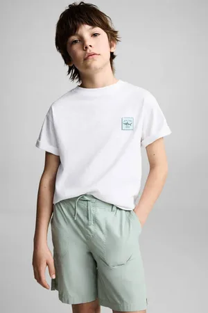 MANGO Casual short mintgroen Korte broek Jongens Katoen Effen