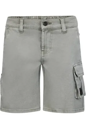 Retour Denim relaxed cargo short groen Korte broek Jongens Stretchdenim