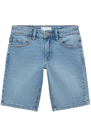MANGO Denim short medium blue denim Blauw Effen