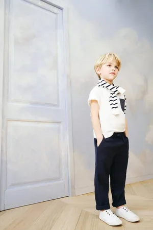 MANGO Casual broek donkerblauw Jongens Katoen Effen
