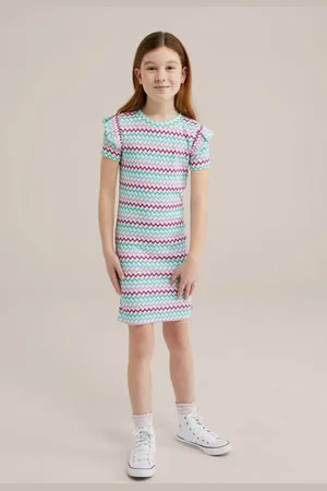 WE Fashion Bodycon jurk Meisjes Stretchkatoen Ronde hals