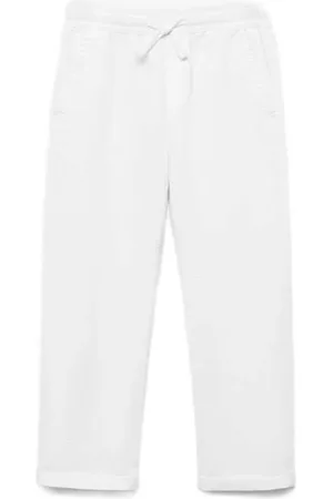 MANGO Linnen casual broek Effen