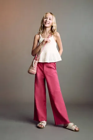 MANGO Casual broek Meisjes Viscose Effen