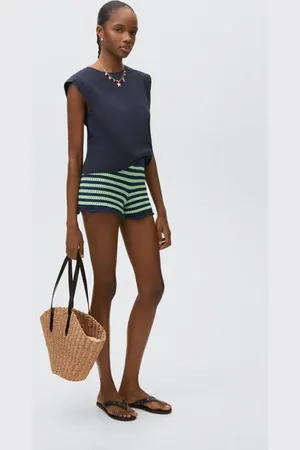 MANGO Casual short donkerblauw Korte broek Meisjes Katoen Streep