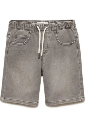 MANGO Grey denim short Korte broek Grijs Effen