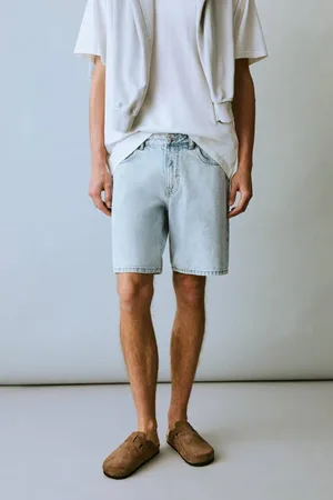 MANGO Denim short light blue denim Blauw Effen