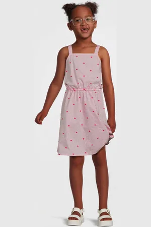NAME IT KIDS zomerjurk NKFFAHEART roze/rood Paars Meisjes Katoen Vierkante hals