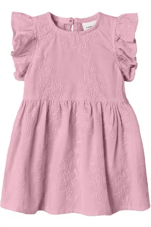 NAME IT BABY zomerjurk rosé Meisjes Katoen Ronde hals Effen