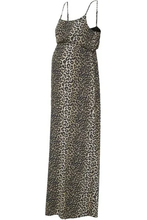 ONLY Zwangerschaps maxi jurk lichtbruin Dames Viscose Ronde hals