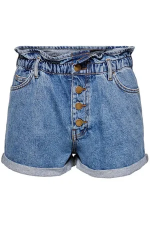 ONLY Denim regular waist zwangerschaps paperbag short Korte broek Blauw