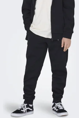 Only & Sons JUNIOR joggingbroek zwart Jongens Sweat Effen