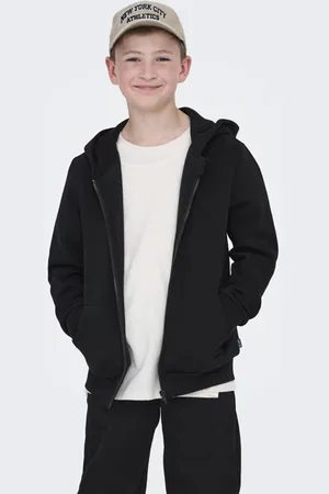 Only & Sons JUNIOR sweatvest zwart Effen
