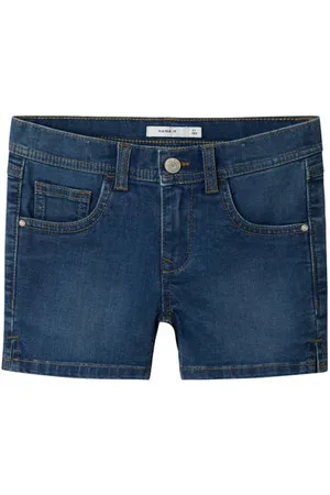NAME IT KIDS slim denim short Korte broek Blauw Effen