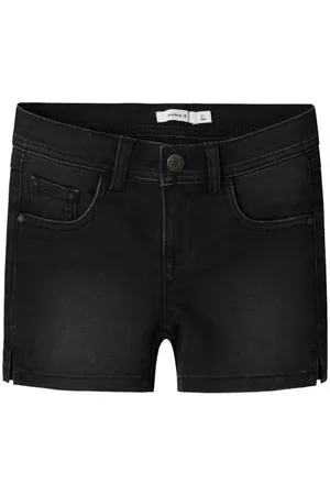 NAME IT KIDS slim denim short Korte broek Zwart Effen